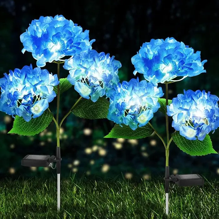 Lampes solaires en forme d'hortensia à 3 têtes