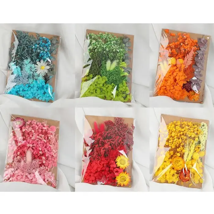 Kit de Matériaux DIY pour Artisanat Floral : Fleurs Séchées Réalistes et Multicolores pour Bougies