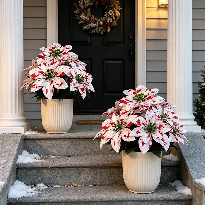 Plante de poinsettia artificielle de 14-31cm, Bouquet de fleurs en soie, fausses feuilles de balsam pour Halloween, décoration de maison et de Noël