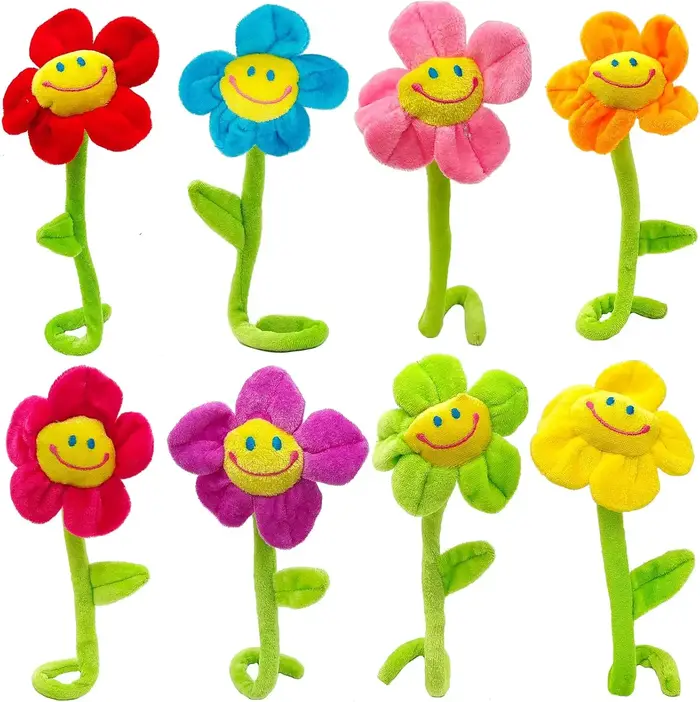 Fleurs en peluche de tournesol souriantes