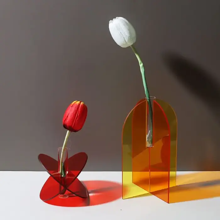 Vase à fleurs couleur arc-en-ciel INS Art géométrique acrylique