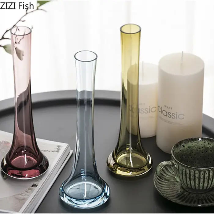 Vases hydroponiques obliques créatifs en verre transparent