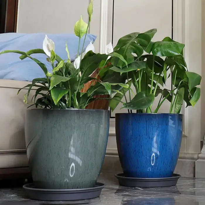 Pot de fleur en résine céramique
