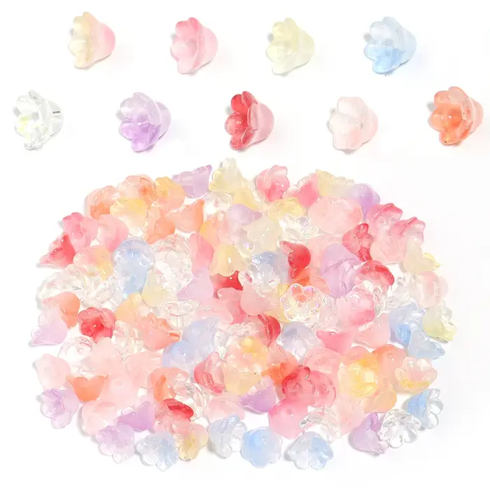 Perles colorées du muguet, 50 pièces/lot, perles en verre, fleur, perles d'espacement, amples pour la fabrication de bijoux, accessoires de bricolage