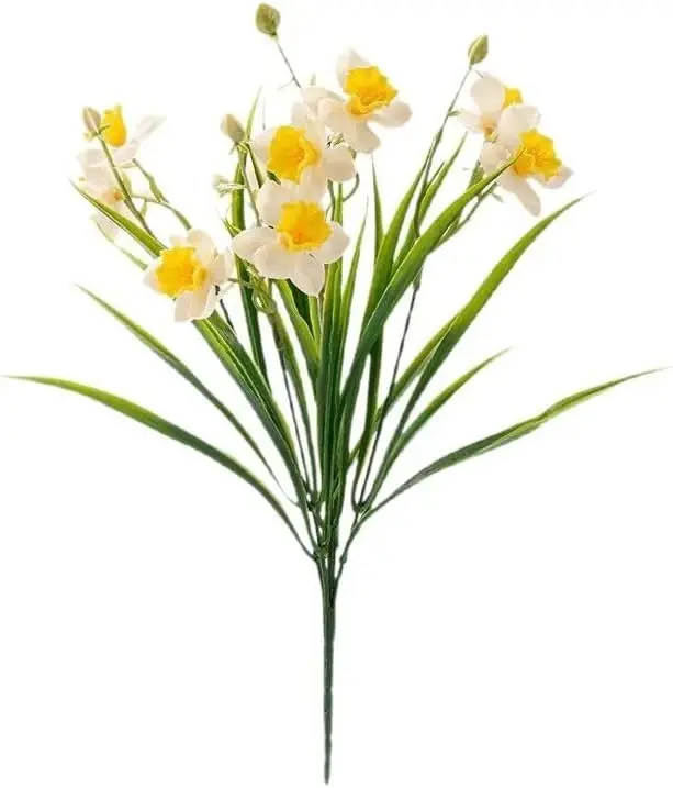Fleurs artificielles Narcisse en soie pour bouquet de mariée, couronne de mariage, arche extérieure,