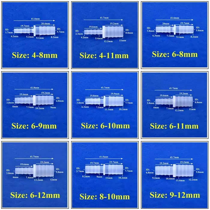Joendoco-Pompe à air précieuse, 5 à 200 pièces, 6 à 12mm, PP, égal/réducteur de diamètre, connecteur