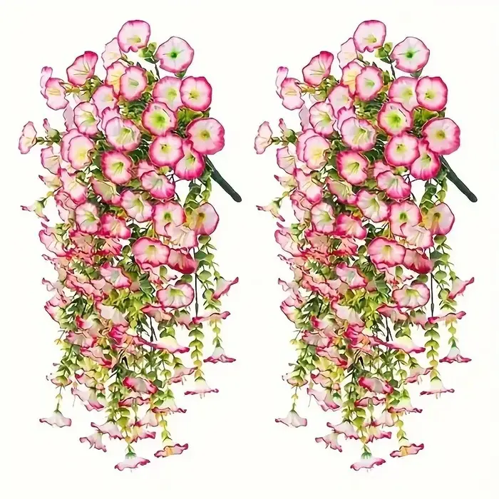Fleurs artificielles suspendues de gloire du matin, 2 pièces, fausses fleurs suspendues pour l'extér
