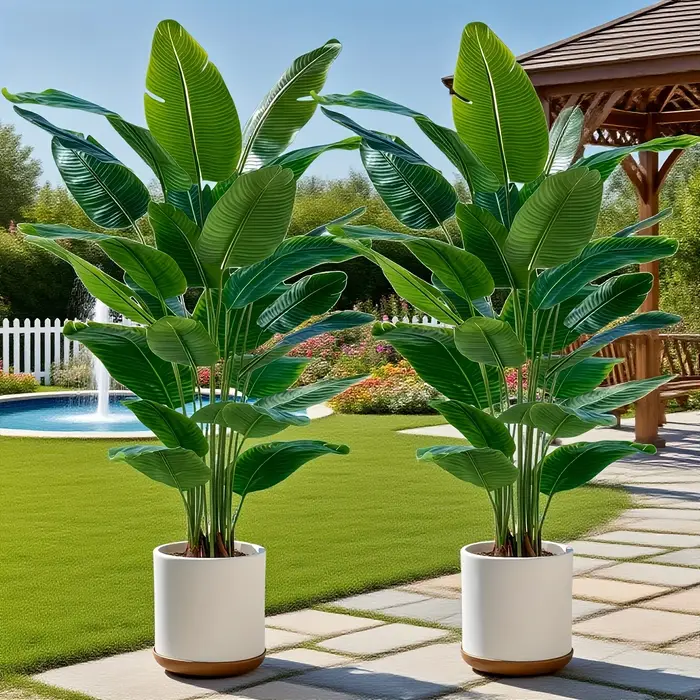 Arbres banane artificiels avec 48 feuilles tropicales réalistes