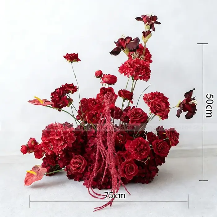 Fleur artificielle rouge bordeaux pour décoration de table