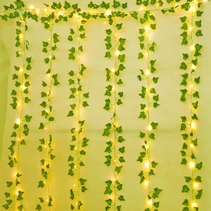 Guirlande suspendue de feuilles de lierre vertes artificielles