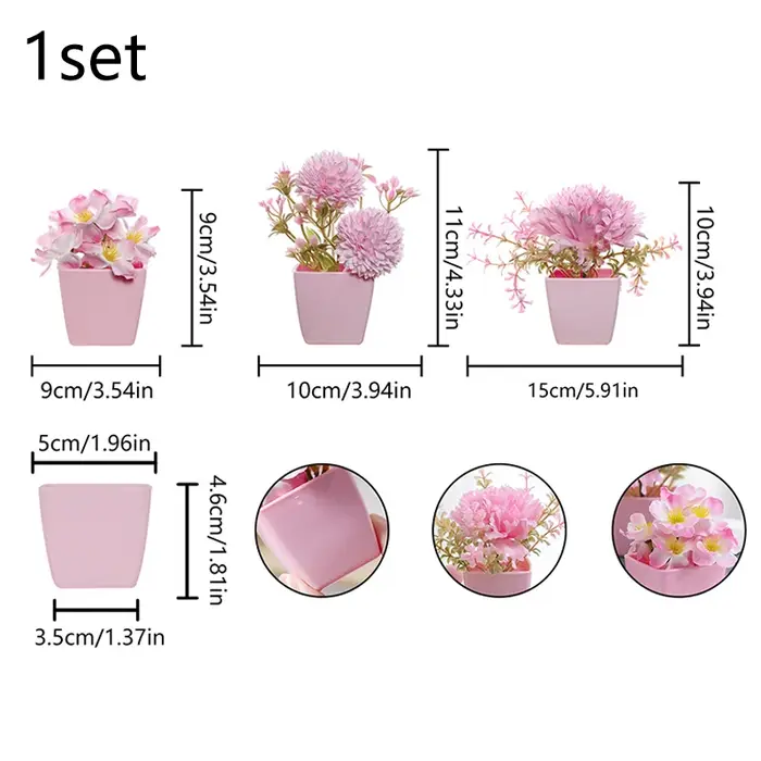 (Un ensemble de 3 pièces) de mini plantes en pot simulées adaptées à la décoration de maisons