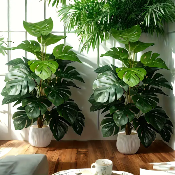 Palmier Monstera artificiel réaliste en plastique vert pour la maison