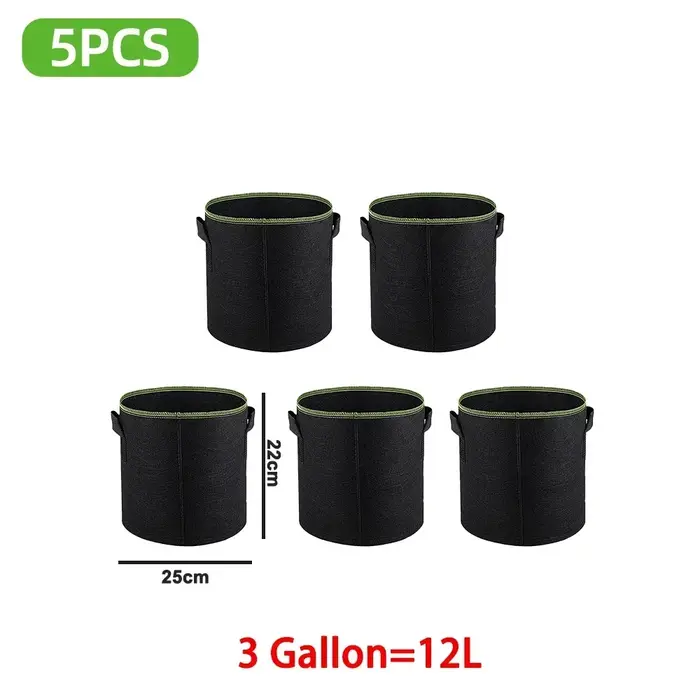 Lot de 5 sacs de culture en feutre pour plantes