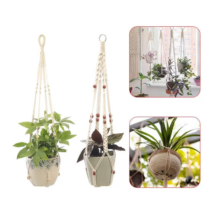 Pot de Fleurs Mural en Macramé Fait à la Main