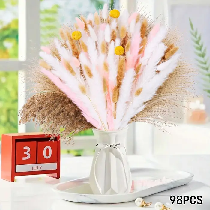 Bouquet de fleurs séchées blanches Gypsophila Boho Pampas