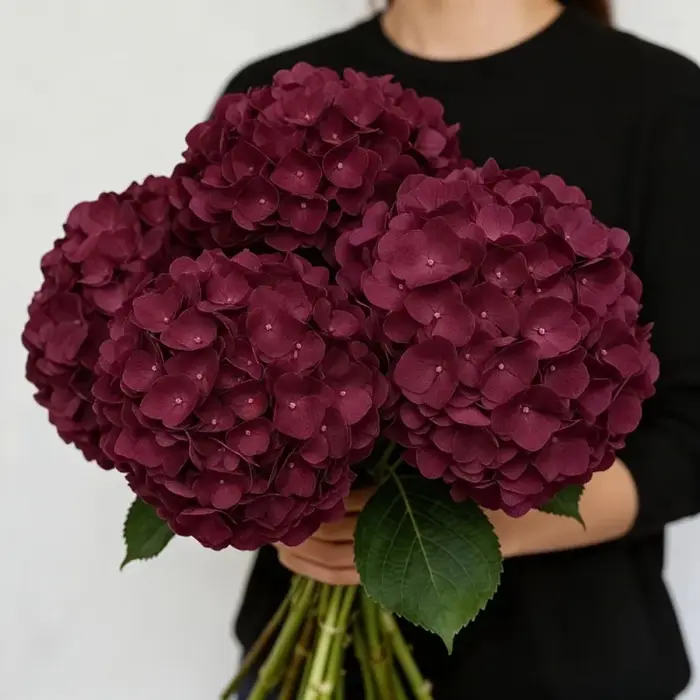 Bouquet de fleurs d'hortensia artificielles bordeaux en gros