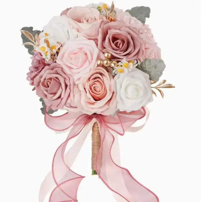 Bouquets de mariée en roses artificielles poussiéreuses