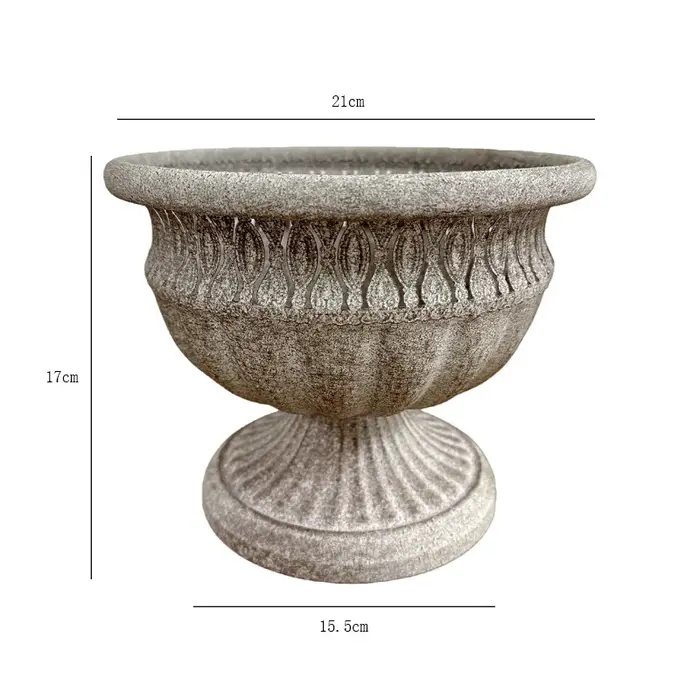 Pot de fleurs vintage rustique à large ouverture, jardinière pour succulentes gris ardoise, grand va