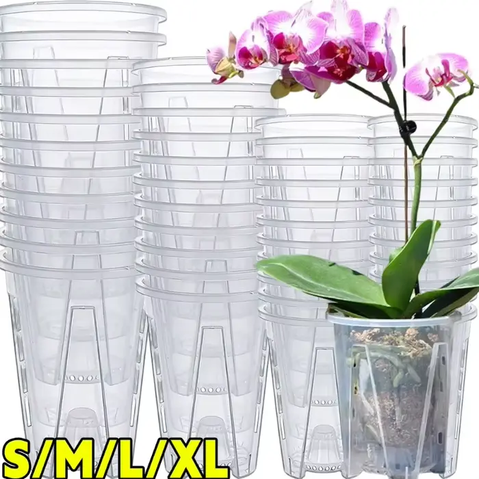 Pots à orchidées avec stémodes, respirants et à fentes, pour le jardinage et le contrôle des racines, pour Phalaenopsis, plantes feuillues et succulentes (1 à 4 pièces)