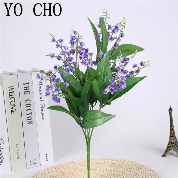 Fleurs artificielles muguet 7 Branches faux fleur de lys en plastique Bouquet de mariée décor de fête de mariage Flores Artificiales