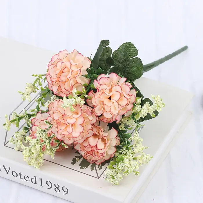 NOUVEAU 1 Bouquet de 5 Têtes d'Hortensias en Soie