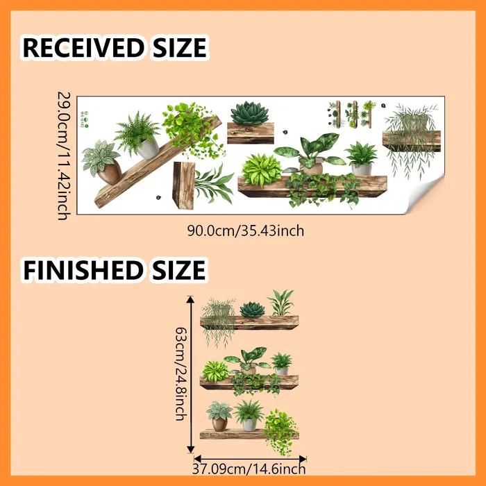 Autocollant mural en vinyle imperméable avec plantes vertes en pot pour la chambre à coucher