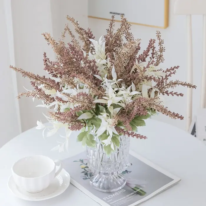 1pc plantes artificielles lavande gypsophile fleurs Bouquet PE fête de mariage maison chambre Table décor bricolage couronnes Arrangement Floral
