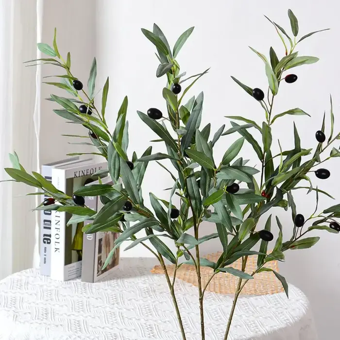 Arrangement floral, branche d'olivier artificielle à 4 branches