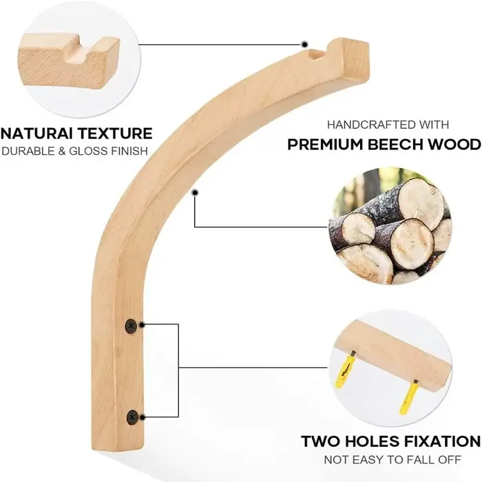 Support mural en bois naturel pour plantes suspendues