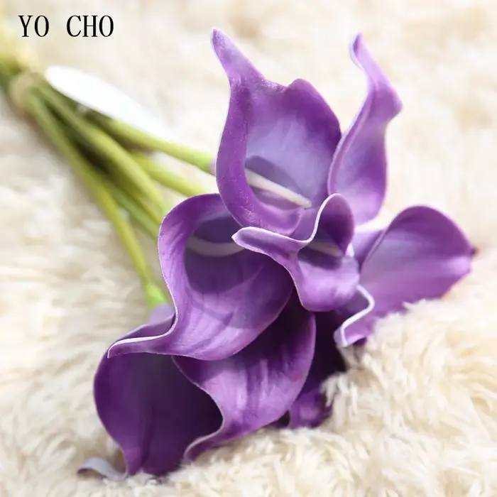 Fleur artificielle YO CHO pour la décoration de la maison, lys calla en latex, mariage, bouquet de mariée, Saint-Valentin, fournitures de fête, cadeau