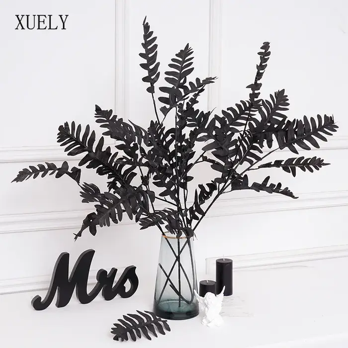 Feuilles de plantes artificielles en soie série noire