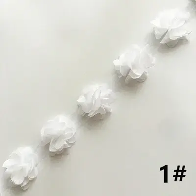 24 fleurs (environ 2 yards) 33 couleurs 6cm de largeur fleurs en mousseline de soie 3D bricolage gar