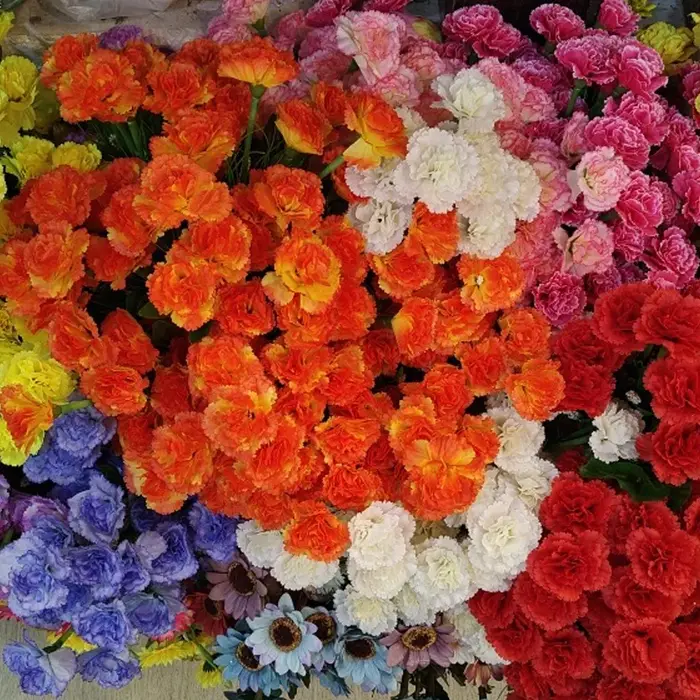 1 Bouquet de fleurs artificielles en soie d'oeillets