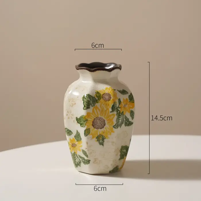 Vases en céramique vintage motif tournesol