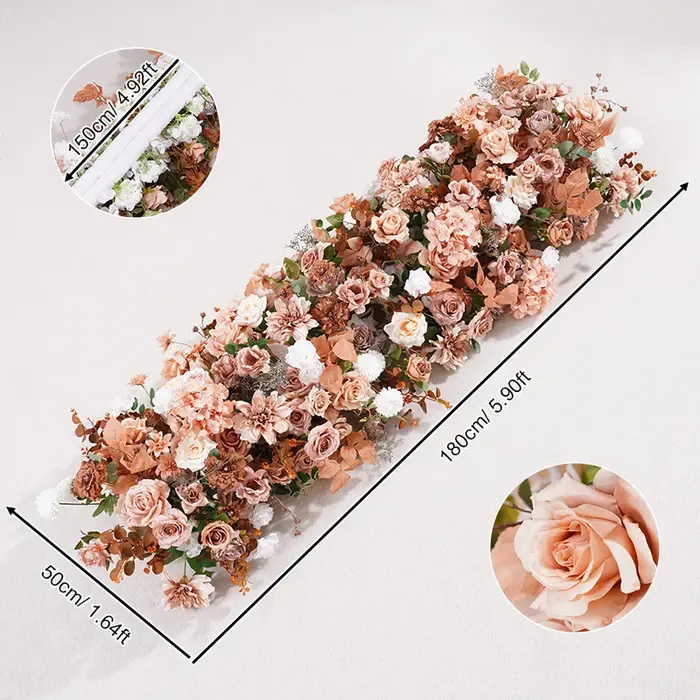 Série café blanc Rose Dahlia fleur rangée décor mariage toile de fond cadre événement scène Arrangem