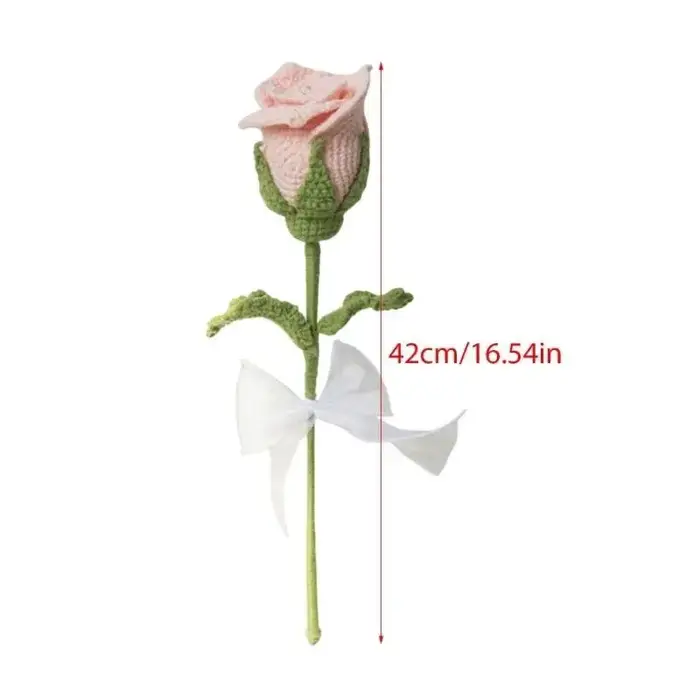E8BD – Bouquet fleurs artificielles Crochet, pour mariage, saint-valentin, Thanksgiving