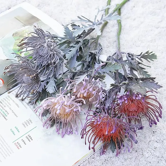 Fleurs artificielles branche courte griffe de crabe 2 fourchettes Pincushion Festival guirlande Vases maison pas cher décorations de mariage fausse plantation