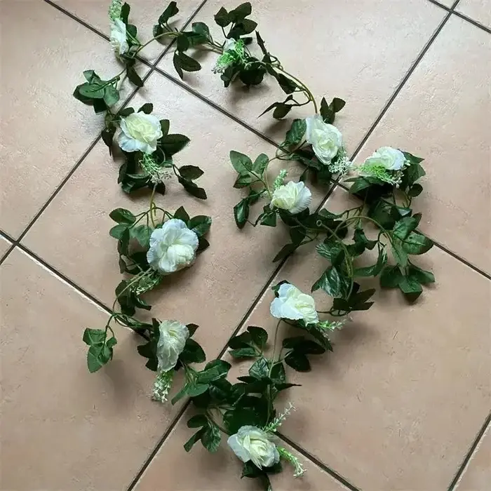 1 pièces 2.2M fleur blanche artificielle faux suspendus fausses plantes de vigne feuilles artificielles guirlande de fleurs décoration de mariage