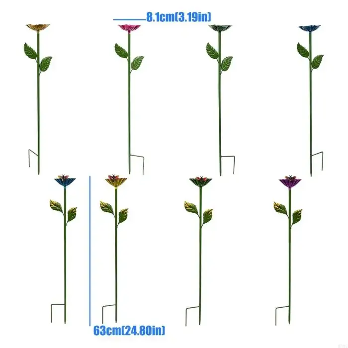 Jeu 4 piquets jardin fleurs en métal pour l'extérieur