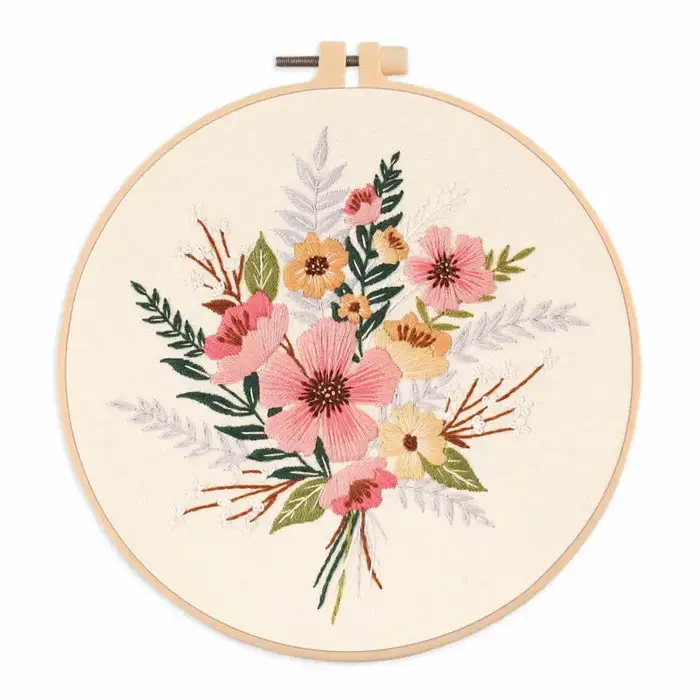 Kit de broderie florale pour débutants, ensemble de point de croix DIY, motif végétal, artisanat de 