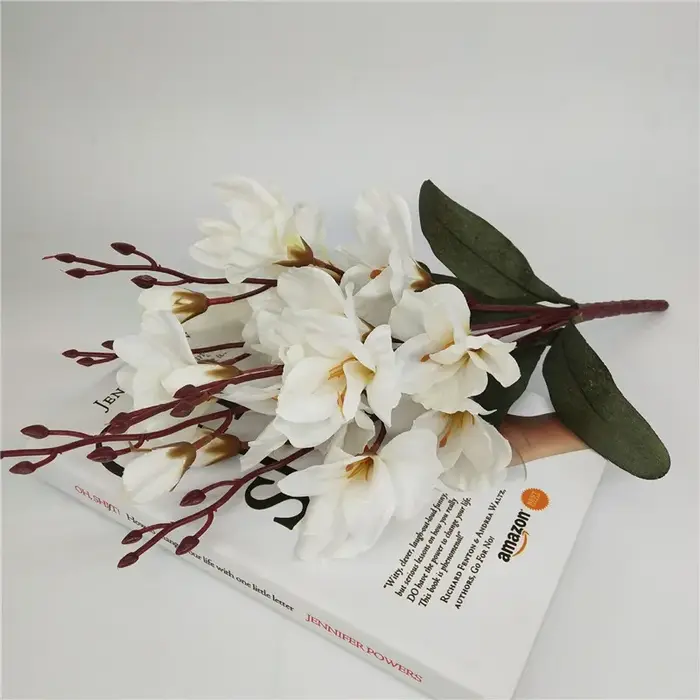 Fleur mangnolia artificielle, 45cm, décoration de mariage pour fête à la maison, cadeau de noël, acc