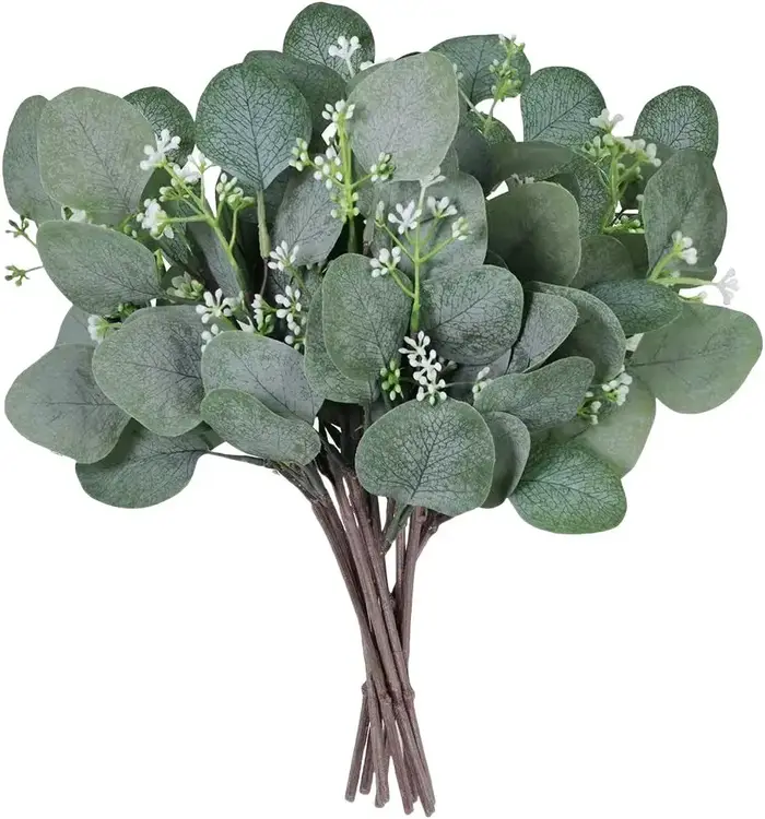 Plantes artificielles feuilles d'eucalyptu tige branche d'eucalyptus Festival couronne Bouquet Flora