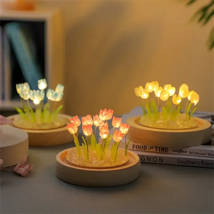 Veilleuse de fleur de tulipe artificielle faite à la main
