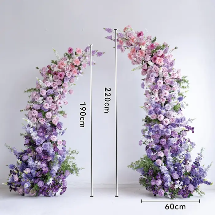 Arche de fleurs artificielles Uflower rose et violette pour mariage
