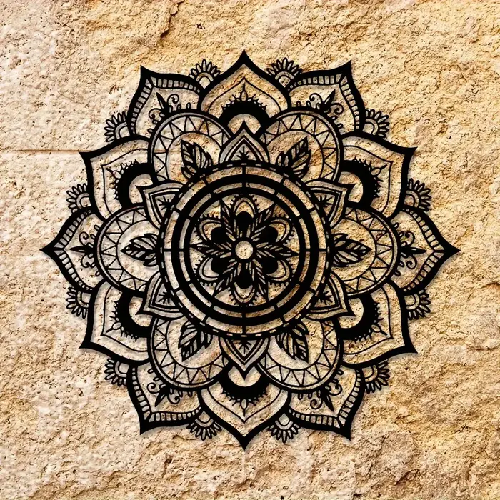 Décoration murale en métal Mandala Bohème Fleur de Lotus Zen pour la maison, facile à accrocher, sal
