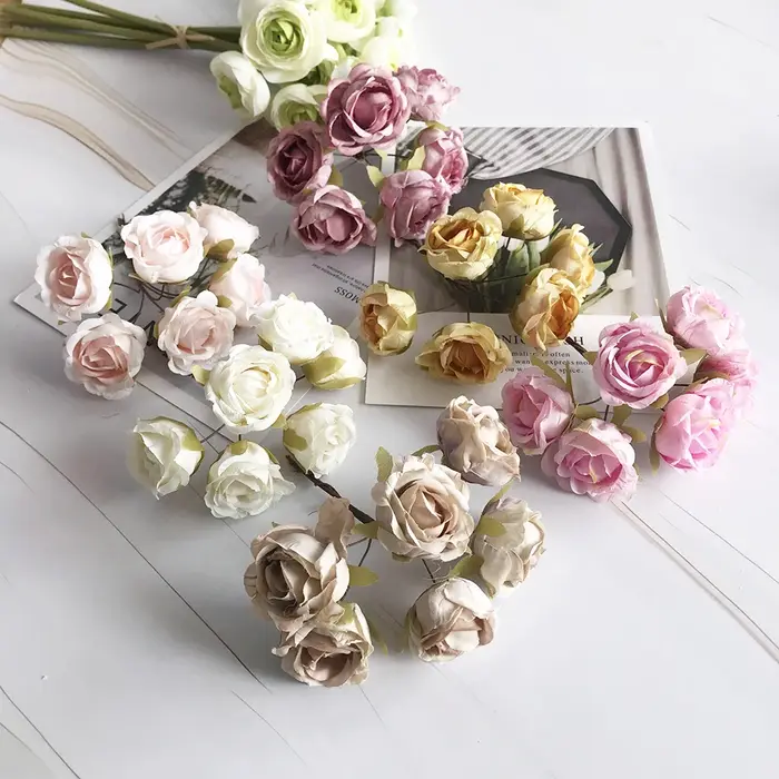 Roses thé rétro en rayonne de style européen