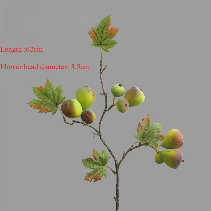 Branche de figue artificielle en plastique, fausses fleurs vertes, décoration de centre commercial, 