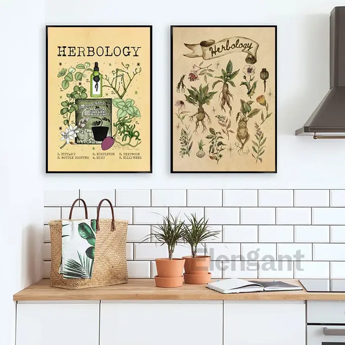 Impression de plantes de racine de Mandrake, affiche d'illustration, peinture sur toile, décor de cuisine et de sorcière, chambre plus lente, gestion de sorcellerie verte
