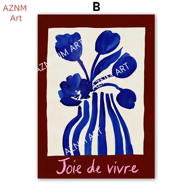 Affiches et impressions abstraites de visage de fille à rayures rouges et à fleurs