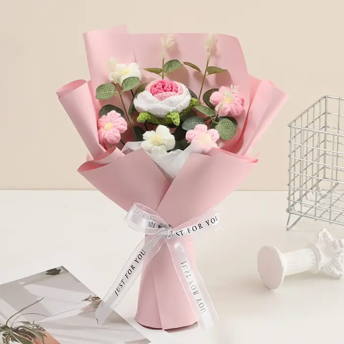 Bouquet de fleurs au crochet pour décoration intérieure – Idéal pour anniversaire